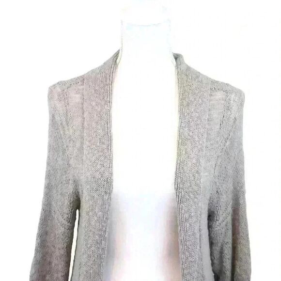Roxy Gray Slub Knitted Thigh Length Long Cardigan Duster Long Sleeve Size XL - Picture 5 of 6